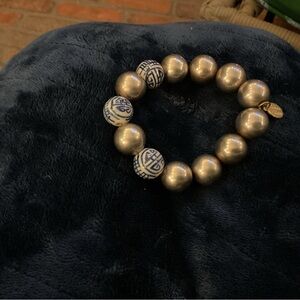 Silver and Blue Beaded Bracelet